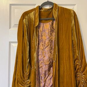 Free People Dhalia Velvet Duster Coat Yellow Gold Medium